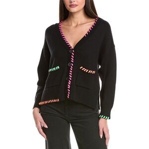 Wispr Womens Parker Plait Silk-Blend Cardigan, Black
